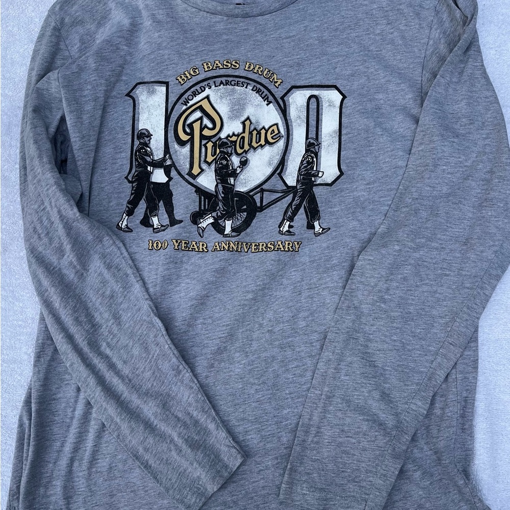 Purdue Big Bass Drum Gray Long Sleeve Shirt